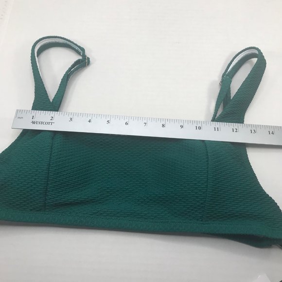 Shade And Shore Women's Size XL 16-18 Textured Square Neck Bralette Swim Green - Picture 8 of 16